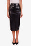 Saint Laurent Black Latex Pencil Midi Skirt Size 36