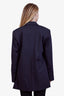 Ganni Navy/Red Pinstripe Double Breasted Oversized Blazer Size 38