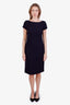 Prada Navy Wool Bateau Neckline Knee-Length Dress Size 44