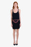 Pre-loved Chanel™ Navy Blue Cashmere Chain Belt Graphic Dress Size 36