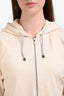 Brunello Cucinelli Cream Cotton Zip Up Hooded Sweater Size 46