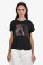 Re/Done Black Cotton 'Just Bring Wine!' Short Sleeve T-Shirt Size S