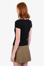 Hermès Black Silk Cotton Knit Ribbed Short Sleeve T-Shirt Size 34