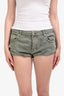 One Teaspoon Khaki Green Denim Distressed Shorts Size 27