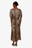 Ganni Leopard Ruched Short Sleeve Maxi Dress Size 42