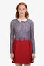Valentino Red/Purple Lace Cotton Blend Bow Detail 'Colour Block' LS Dress Size 6