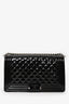 Pre-loved Chanel™ 2014 Black Patent Leather Old Medium Boy Bag