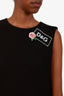 Dolce & Gabbana Black Sequin Logo Rose Detail Sleeveless Midi Dress Size 42
