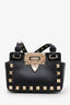 Valentino Black Leather Rockstud Flip Lock Phone Holder