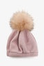 Miu Miu Pink Cashmere Blend Faux Fur Pom Pom Beanie