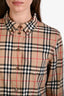 Burberry Beige Classic Check Long Sleeve Button Down Shirt Size XS