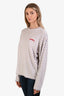 Adanola White/Multi Striped Logo Long Sleeve Top Size XS