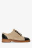Pre-loved Chanel™ 2018 Taupe/Black Leather Canvas Interlocking CC Logo Oxfords Lace-up Shoes Size 35.5