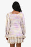 Love Shack Fancy Light Purple Yellow Tie Dye Eyelet Sleeves Mini Dress Size S
