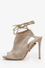Gianvito Rossi Taupe Suede Peep-Toe Mules Size 36.5