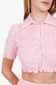 Miu Miu Pink Crinkled Cropped Blouse + Midi Skirt Set Size 38/40