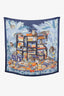 Hermès Navy/Multicolour Cashmere Silk Les Douze Leopards Shawl 140cm