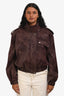 Fabrique Mahogany Coated Faux Leather Bomber Jacket Size S