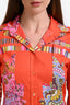 Etro Orange Multicolour Floral Print Long Sleeve Shirt Midi Dress Size 46