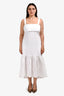 Theory White Linen Blend Tie-Back Midi Dress Size M