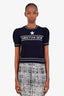 Christian Dior Blue Wool Cashmere Logo Sweater Size 34