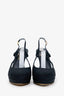 Pre-loved Chanel™ Black Suede Interlocking CC Logo Suede Slingback Pumps Size 37