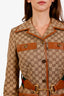 Gucci Brown Canvas and Leather GG Monogram Horsebit Belted Jacket Size 40