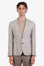 Zegna Crossover Brown/White Plaid Linen and Silk Blend Single Breasted Blazer Size 48 Mens