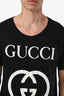 Gucci Black/White Cotton Logo T-Shirt Size M
