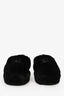 Pre-loved Chanel™ Black Interlocking CC Logo Shearling Platform Slippers Size 37