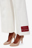 Gucci White Cotton Wide Leg Logo Patch Pants Size 42