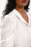 Frame White Silk Button-Up Short Sleeve Blouse Size S