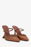 Amina Muaddi Brown Glitter and Crystal Embellished Heels Size 37