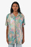 Hemant & Nandita Blue/Gold Multicolour Floral Button Up Short Sleeve Shirt Size Small