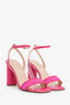Christian Dior Pink Satin Dioriviera Embroidered Dway 35mm Slide Sandals Size 39