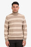 Brunello Cucinelli Beige/Cream Striped Cashmere Turtleneck Sweater Size 52 Mens