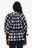 Mother of Pearl London Blue/White Cotton Silk Check Puff Sleeve Blouse Size 6