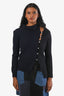 Pull à col roulé Jacquemus en laine bleu marine/noir, taille 36