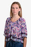 Isabel Marant Etoile Purple Sheer Floral Print Top Size 38
