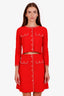 Sandro Red Beaded Detail Cardigan and Skirt Set Size 1/36