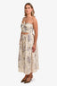 Zimmermann Cream/Multicolour Linen Floral Print Cut Out Midi Dress Size 2