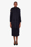 Proenza Schouler Navy Wool Cashmere Fur Trimmed Coat Size 2