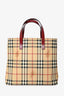 Burberry Brown/Burgundy Novacheck Leather Mini Tote Bag