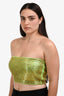 Retrofête Neon Green Gold Beaded Strapless Theo Top Size M
