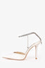 Jimmy Choo Ivory Satin Crystal Strap 'Saeda 100' Heels Size 36