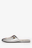 Gucci Limited Edition Silver Metallic Leather MLB NY Yankees Slip On Mules Size 38.5