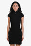 Pre-loved Chanel™ Black Wool Nylon Knit Textured Short Sleeve Mock Neck Mini Dress Size 36