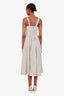 Reformation Beige Linen Check Sleeveless Midi Dress Size 2
