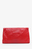 Balenciaga Rouge Grenade Chevre Leather Metallic Edge Envelope Clutch with Strap