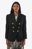 Balmain Black Double Breasted Blazer with Gold Buttons Size 42